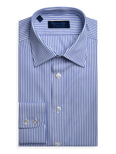 Contemporary Fit, Classic Collar, 2 Button Cuff Shirt in a Blue & White Medium Bengal Poplin Cotton