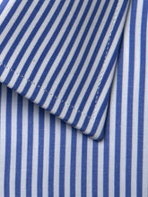 Contemporary Fit, Classic Collar, Double Cuff Shirt in a Blue & White Medium Bengal Poplin Cotton