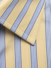 Contemporary Fit, Classic Collar, Double Cuff Shirt in a Yellow, Blue & Navy Stripe Poplin Cotton