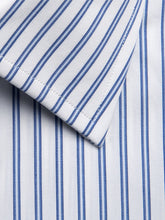 Contemporary Fit, Classic Collar, Double Cuff Shirt in a Blue & White Stripe Poplin Cotton