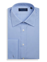 Contemporary Fit, Classic Collar, Double Cuff Shirt in a Plain Sky Blue Poplin Cotton