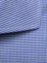 Contemporary Fit, Cut-away Collar, 2 Button Cuff Shirt in a Blue & White Shepherds Check Poplin Cotton