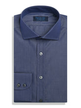 Contemporary Fit, Cut-away Collar, 2 Button Cuff Shirt in a Plain Navy Poplin Cotton