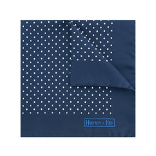 Dark Navy Silk Handkerchief with White Medium Spots