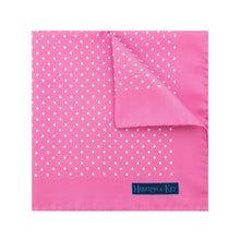 Pink Silk Handkerchief with White Medium Spots