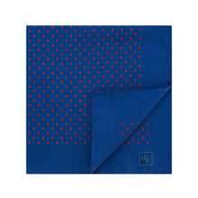 Navy Silk Handkerchief with Red Medium Spots