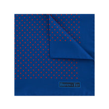 Navy Silk Handkerchief with Red Medium Spots