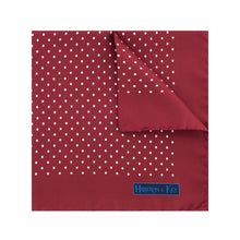 Wine Silk Handkerchief with White Medium Spots