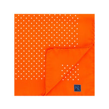 Orange Silk Handkerchief with White Medium Spots