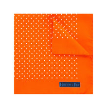 Orange Silk Handkerchief with White Medium Spots