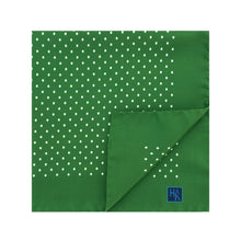 Green Silk Handkerchief with White Medium Spots