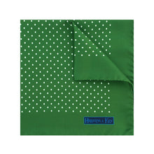 Green Silk Handkerchief with White Medium Spots
