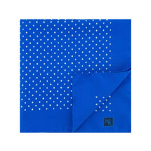 Royal Blue Silk Handkerchief with White Medium Spots