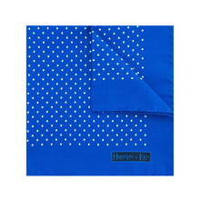 Royal Blue Silk Handkerchief with White Medium Spots