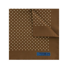 Brown Silk Handkerchief with White Medium Spots
