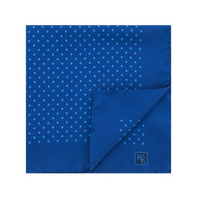 Navy Silk Handkerchief with Blue Medium Spots
