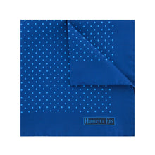 Navy Silk Handkerchief with Blue Medium Spots