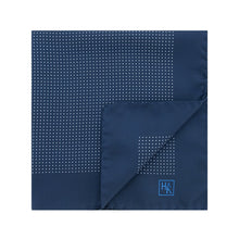 Dark Navy Silk Handkerchief with White Pin Spots