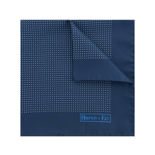 Dark Navy Silk Handkerchief with White Pin Spots