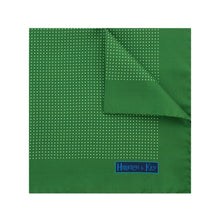 Green Silk Handkerchief with White Pin Spots