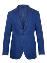 Blue Herringbone Linen Jacket