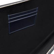 Navy Leather Zip Around Folder