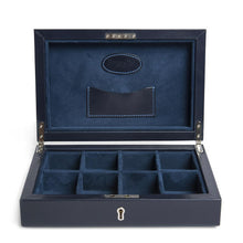 Navy Leather 8 Cufflink Box