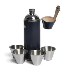 Navy Leather 10oz Hunter Flask