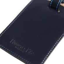 Navy Leather Luggage Label