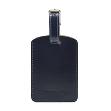 Navy Leather Luggage Label