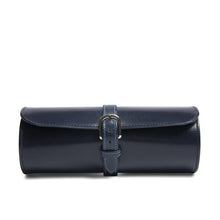 Navy Leather Travel Watch Roll