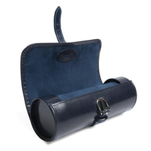 Navy Leather Travel Watch Roll