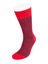 Short Red & Navy Houndstooth Cotton Socks