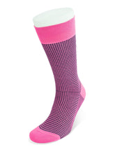 Short Dark Pink & Navy Houndstooth Cotton Socks