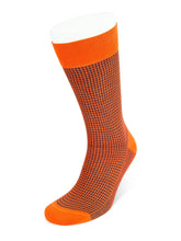 Short Orange & Navy Houndstooth Cotton Socks