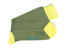 Short Yellow & Navy Houndstooth Cotton Socks