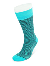 Short Turquoise & Navy Houndstooth Cotton Socks
