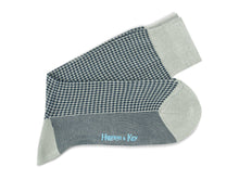 Short Grey & Navy Houndstooth Cotton Socks