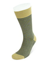 Short Beige Melange & Navy Houndstooth Cotton Socks