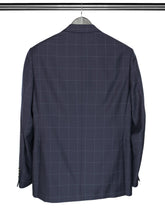 2 Piece, Navy Checked Double Breasted Suit