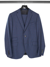 2 Piece, Navy & Red Checked Single Breasted Woollen Suit