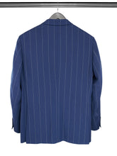 2 Piece, Navy & White Chalk Stripe Single Breasted Woollen Suit