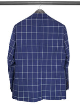 2 Piece, Navy & White Large Checked Single Breasted Woollen Suit