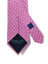 Pink Printed Silk Tie with White Medium Spots