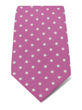 Pink Printed Silk Tie with White Medium Spots
