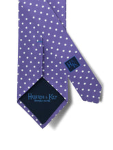 Lilac Printed Silk Tie with White Medium Spots
