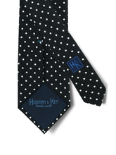Black Printed Silk Tie with White Medium Spots