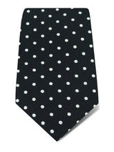 Black Printed Silk Tie with White Medium Spots