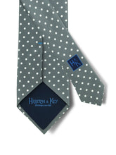 Grey Printed Silk Tie with White Medium Spots