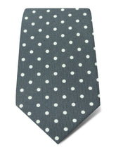 Grey Printed Silk Tie with White Medium Spots